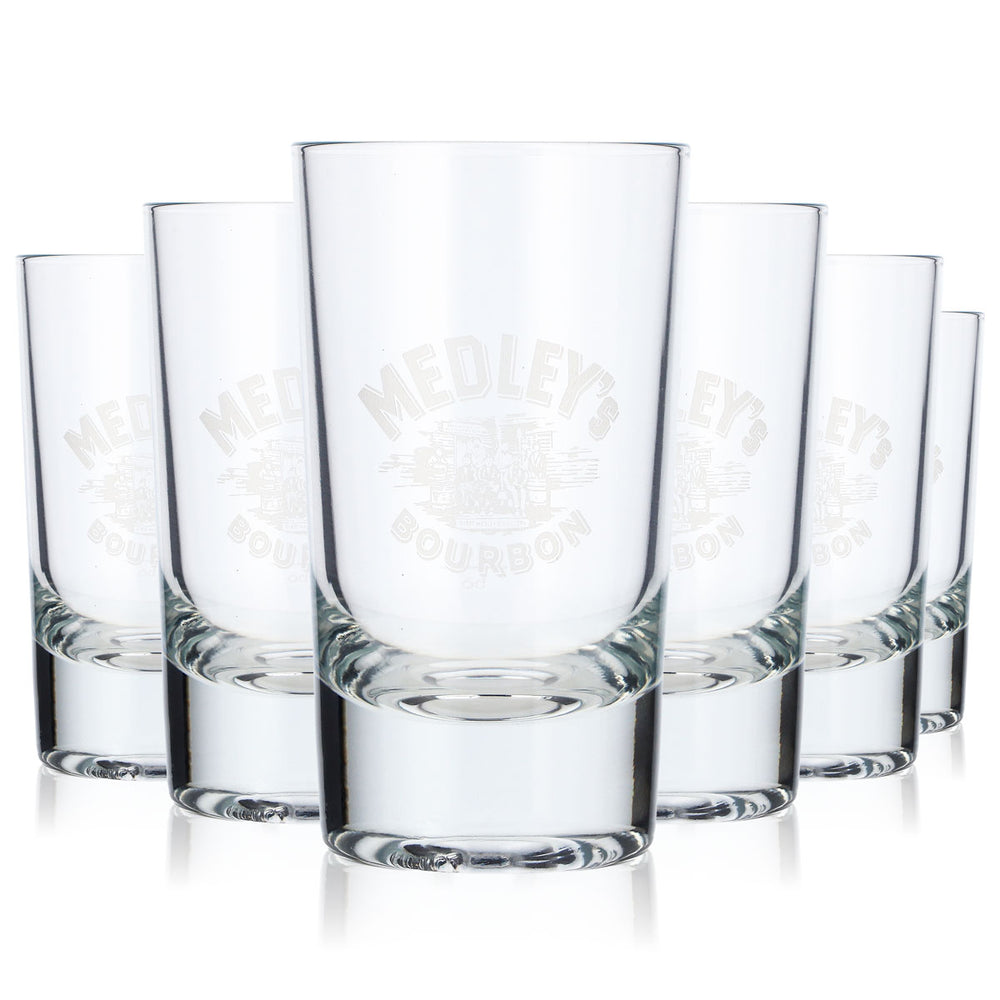 6 bicchieri da whisky Medley's 2 cl/4 cl Bicchieri da whisky Tumbler Logo bianco Böckling