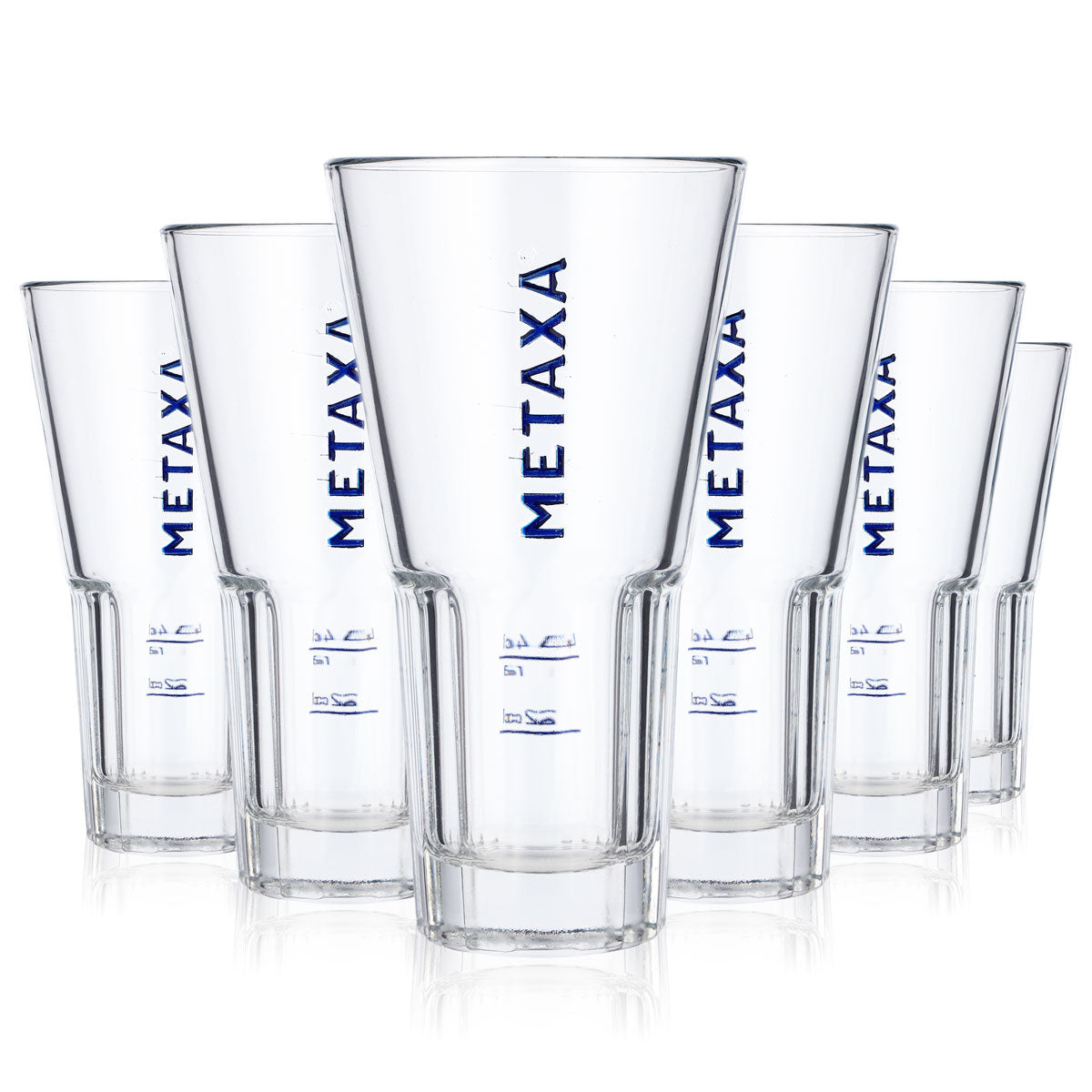 6 bicchieri da brandy Metaxa da 0,35 l con scritta blu Bicchiere da long drink con rilievo Rastal