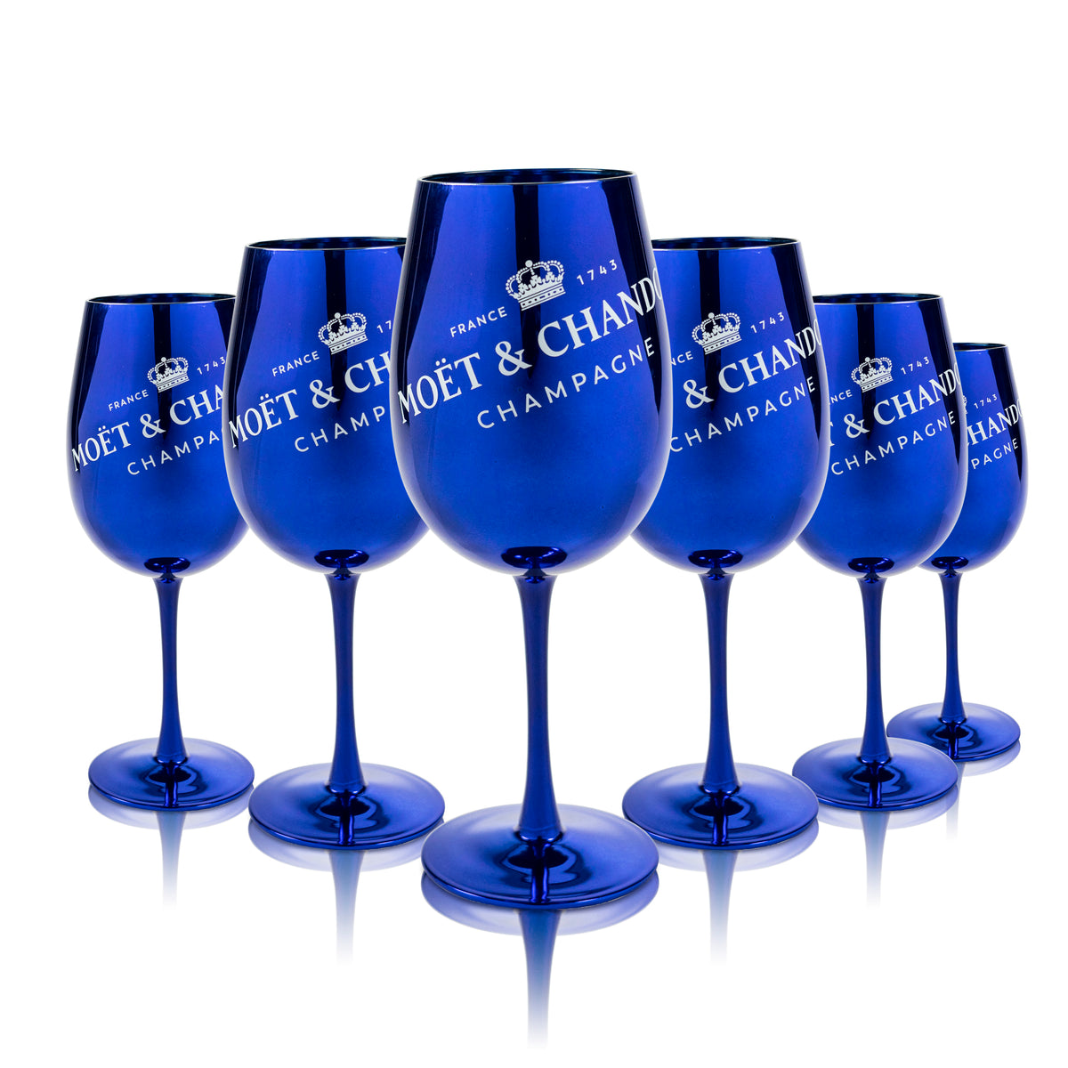 6 bicchieri da champagne Moët & Chandon 0,59 l Chef & Sommelier Bicchieri lucidi blu lilla