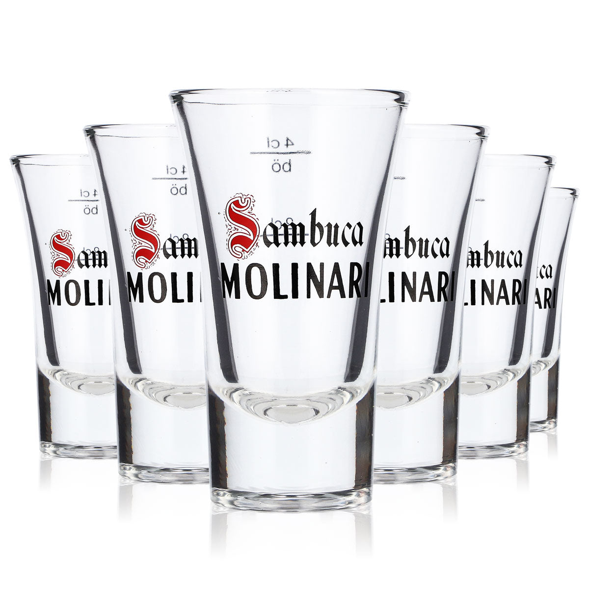 6 bicchierini da liquore Molinari Sambuca da 2 cl/4 cl (set da 6)