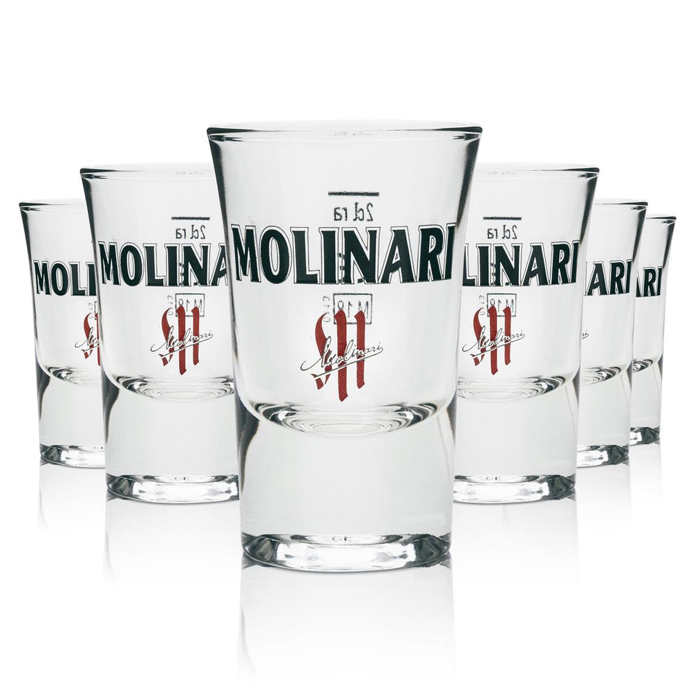 6 bicchieri da shot Molinari Sambuca 2 cl, bicchieri da liquore Gastro calibrati