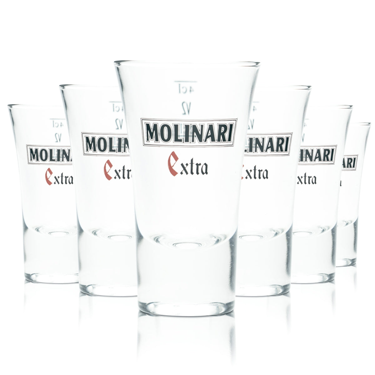 6 bicchieri Molinari Sambuca 4 cl Extra Shot Grappa Stamper Bicchieri corti Italia