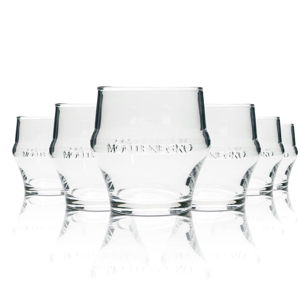 6 bicchieri tumbler trasparenti per liquore Montenegro
