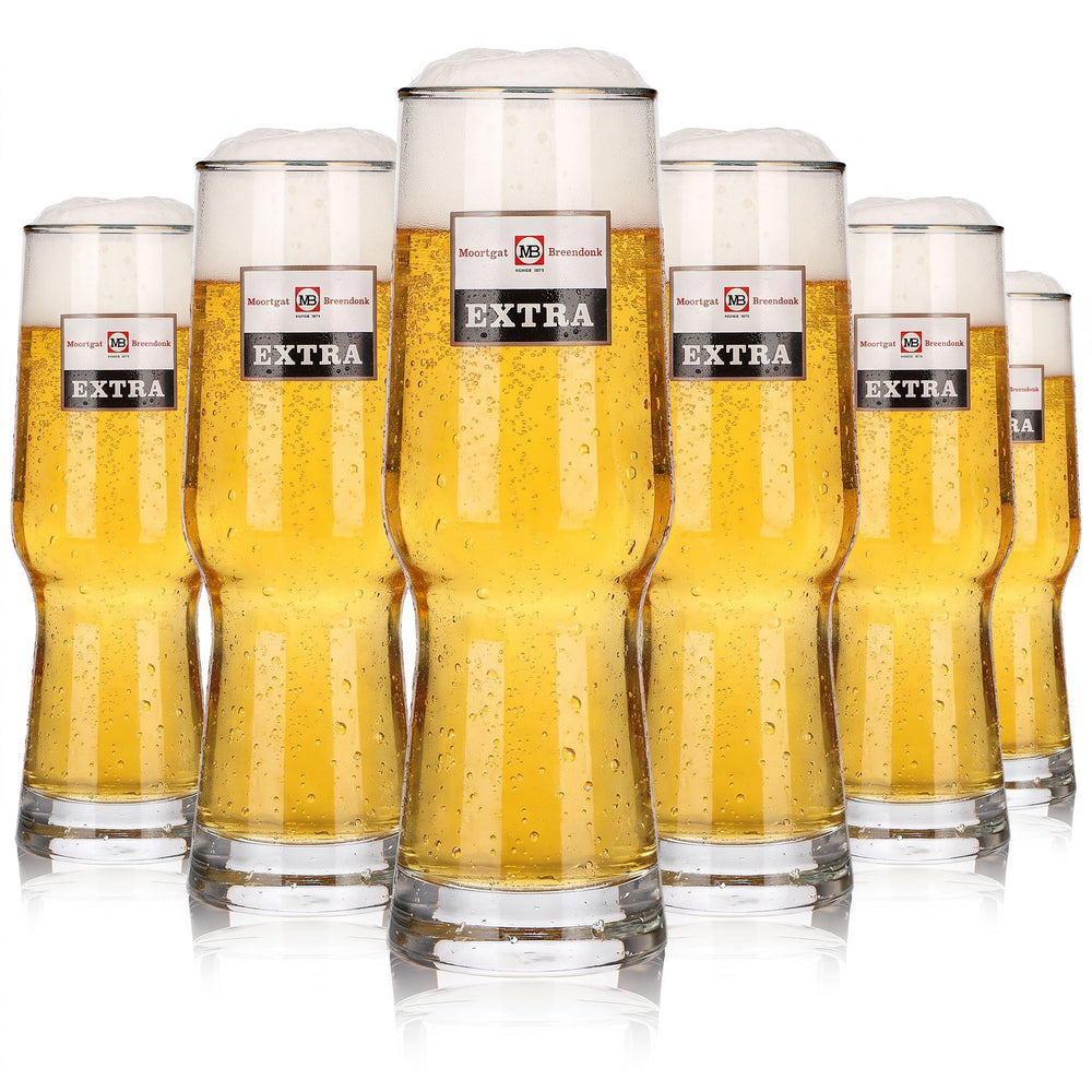 6 bicchieri da birra Moortgat da 0,3 l, modello "Extra" con bordo dorato