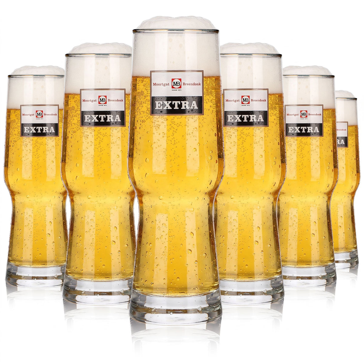 6 bicchieri da birra Moortgat da 0,3 l, modello "Extra" con bordo dorato