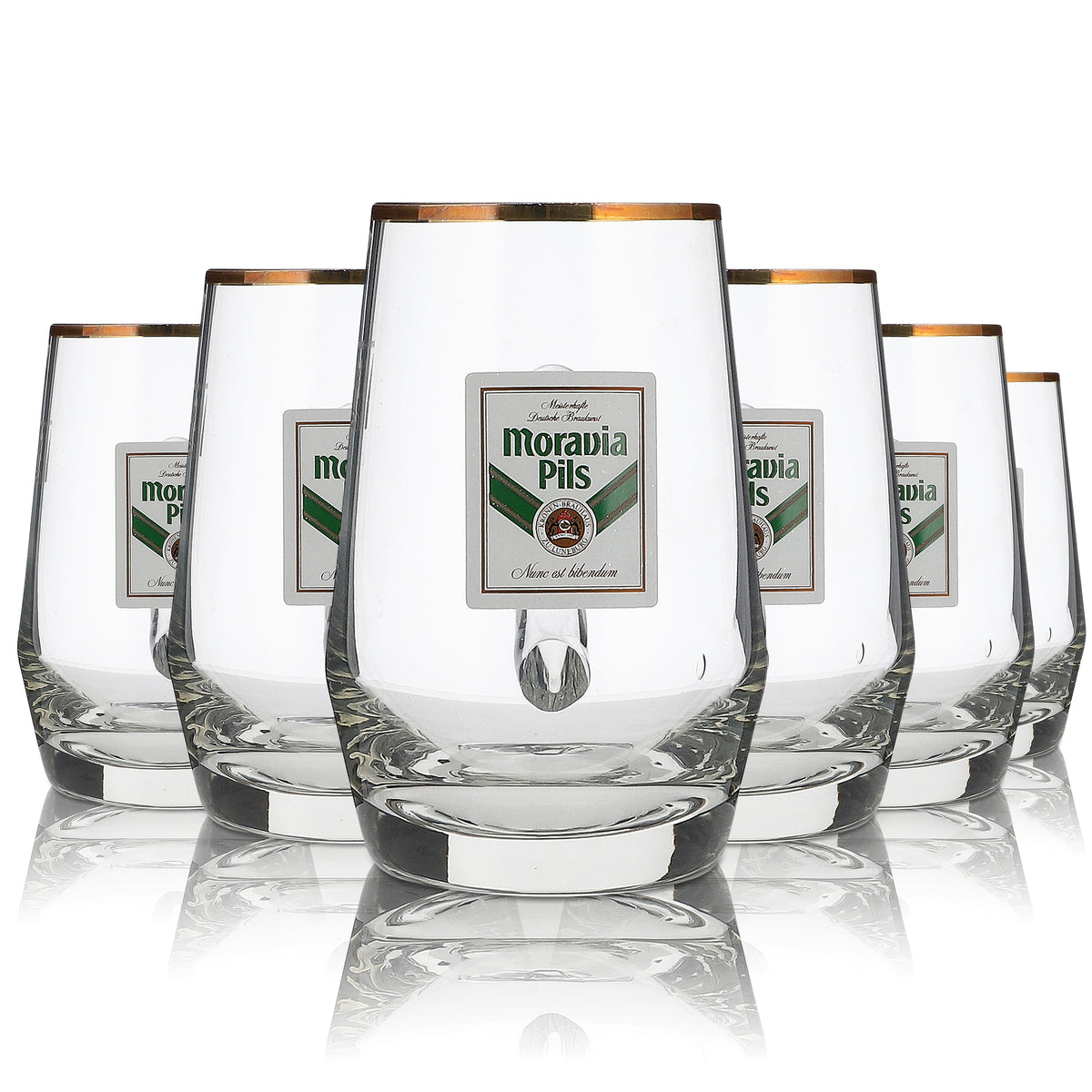 6 bicchieri Moravia da 0,3 l con bordo dorato Höhr Grenzhausen Set di bicchieri Birrificio – Vista 5
