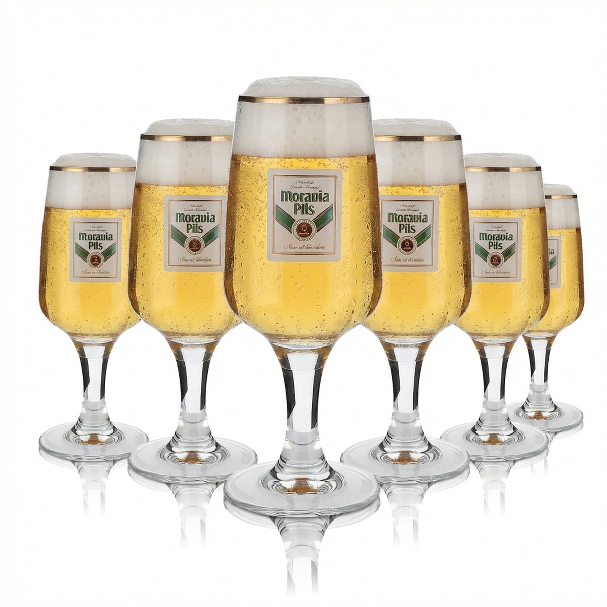 6 bicchieri Moravia da 0,3 l per birra Pils con bordo dorato, bicchieri da trofeo Ritzenhoff