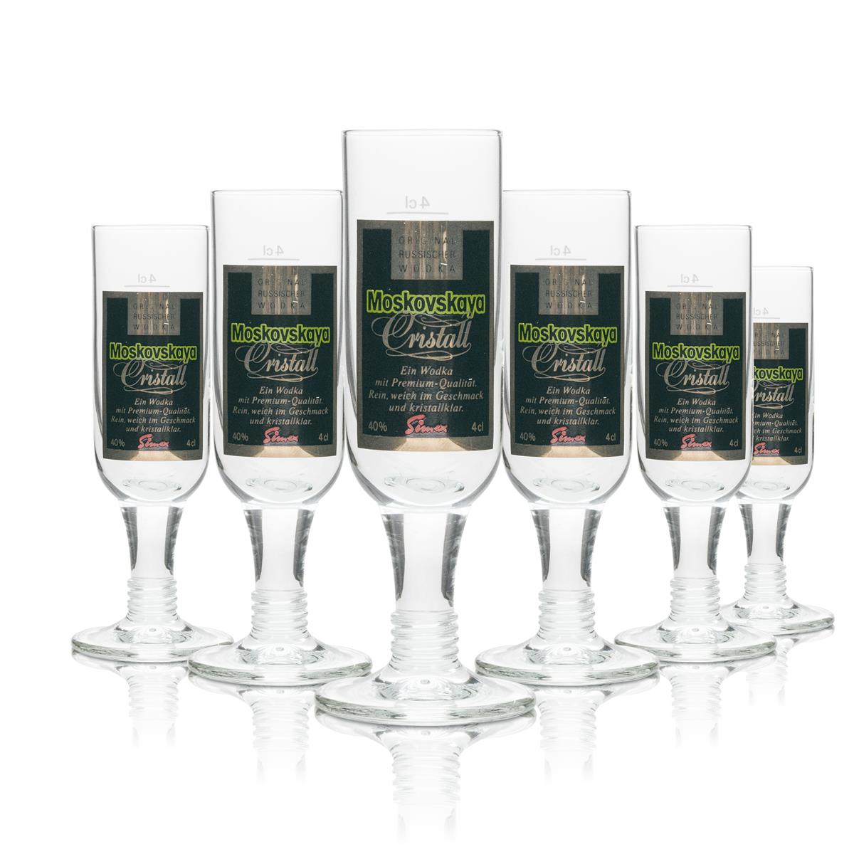 6 bicchieri da shot in vetro Moskovskaya Vodka 4 cl Cristall