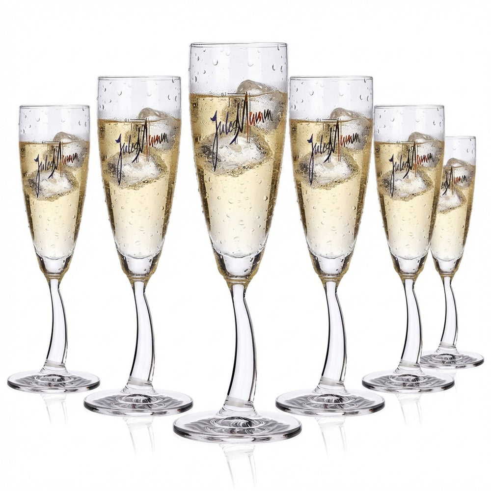 6 bicchieri da spumante Mumm Jules 0,1 l Calice da spumante in vetro di design con stelo ricurvo rastal