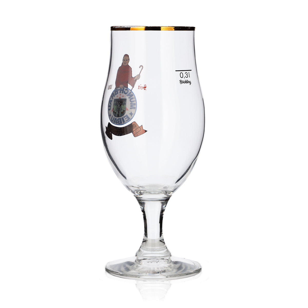 6 bicchieri da birra Münchbräu Eibau 0,3 l, forma a tulipano con bordo dorato Böckling – Vista 4