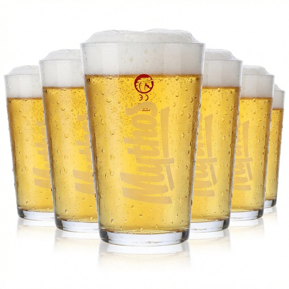6 bicchieri da birra Mythos Bicchieri da birra Tazza 0,3 l Logo bianco verticale