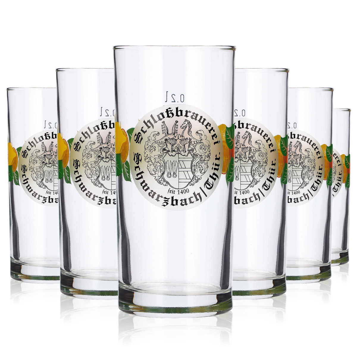 6 bicchieri da birra "No Name" da 0,2 l per long drink della birreria Schloßbrauerei Rastal Schwarzbach