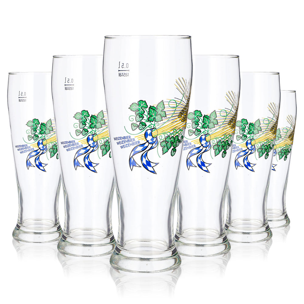 6 bicchieri da birra "No Name" da 0,5 l, modello a coppa, per birra di frumento "Weizen Rastal" (set da 6)