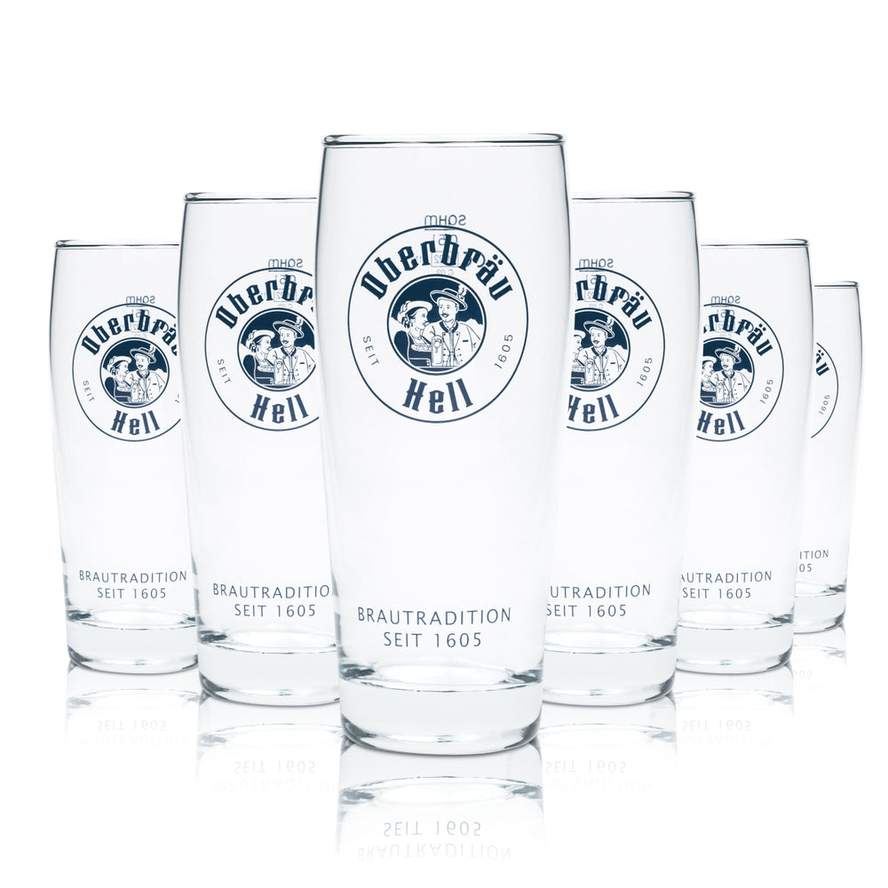 6 bicchieri da birra chiara Oberbräu 0,5 l Willi Becher Tumbler Stange Gläser Brauerei Beer