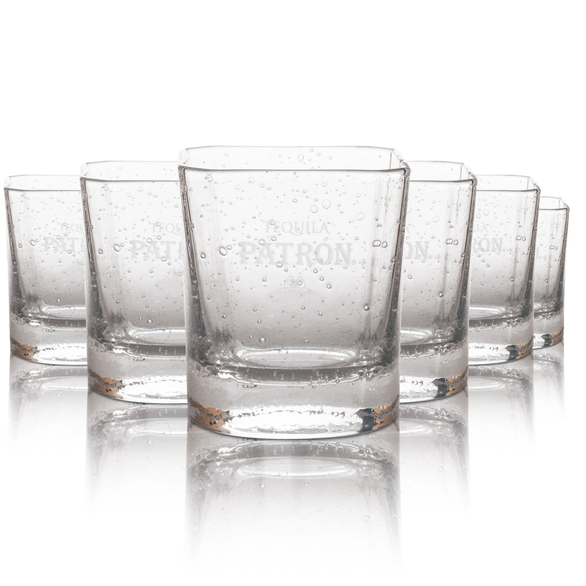 6 bicchierini da tequila Patron, quadrati, fatti a mano