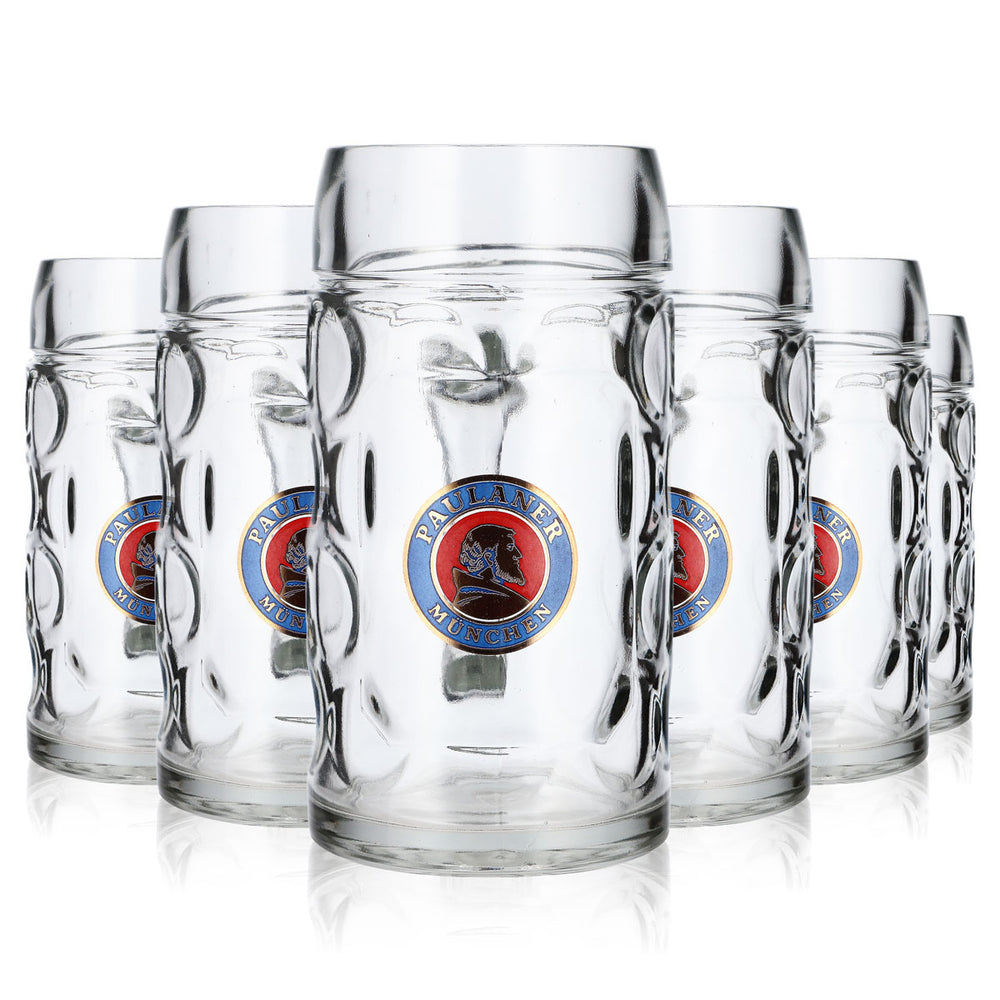 6x  Bicchiere da birra Paulaner Bicchiere da birra Boccale da birra 0,5 l Brocca !!!MERCE DI SECONDA SCELTA!!! Contorno