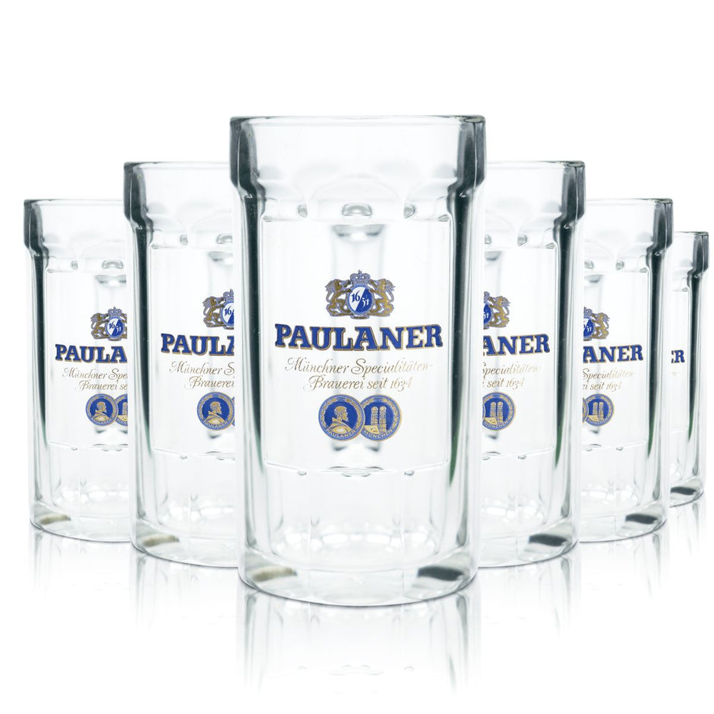 6 bicchieri da birra Paulaner 0,4 l, forma tradizionale, set di boccali Seidel, birrificio
