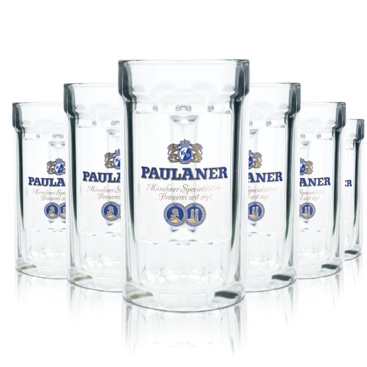 6 bicchieri da birra Paulaner 0,4 l, forma tradizionale, set di boccali Seidel, birrificio