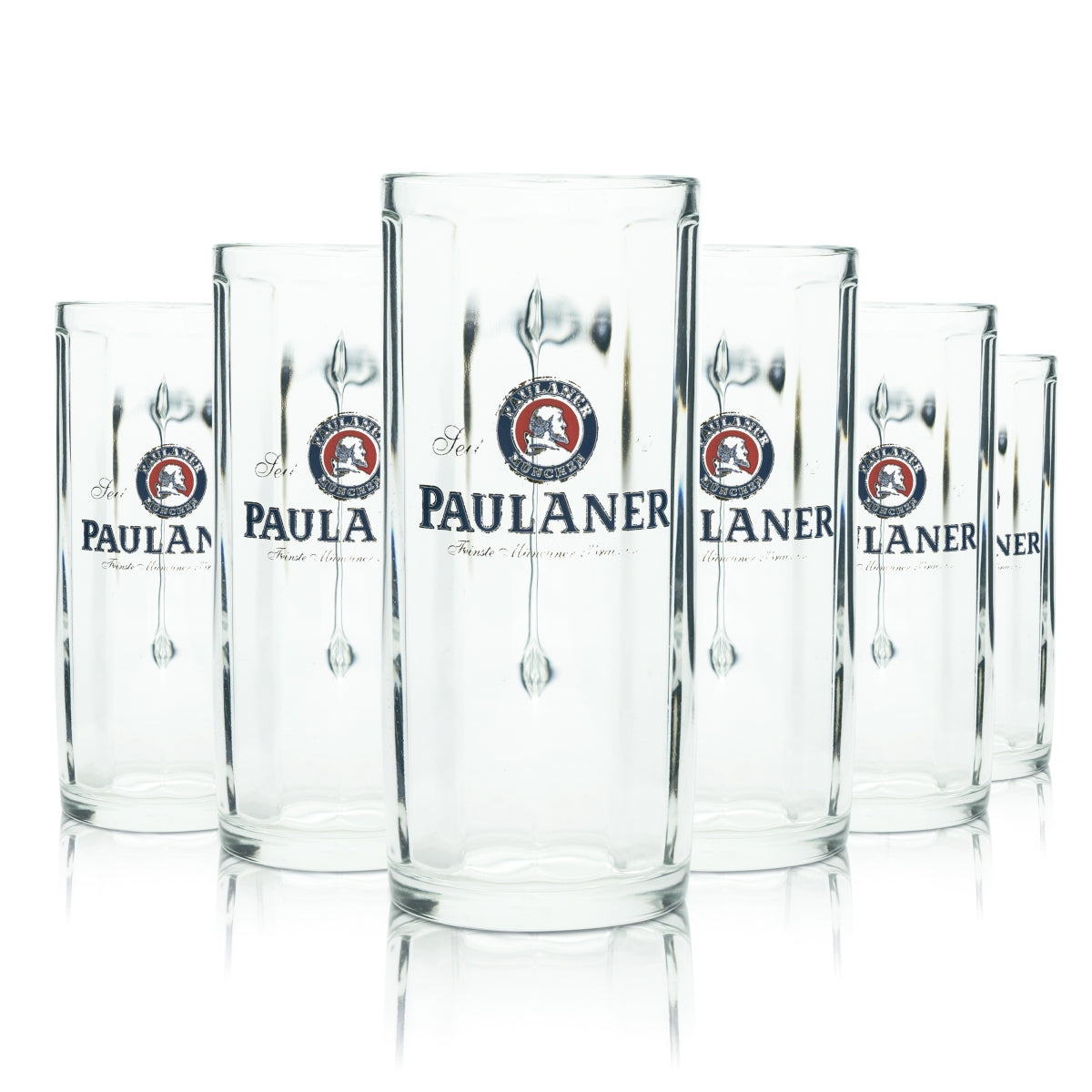 6 bicchieri da birra Paulaner 0,5 l boccali con manico Humpen Seidel Birrificio Monaco di Baviera – Vista 2