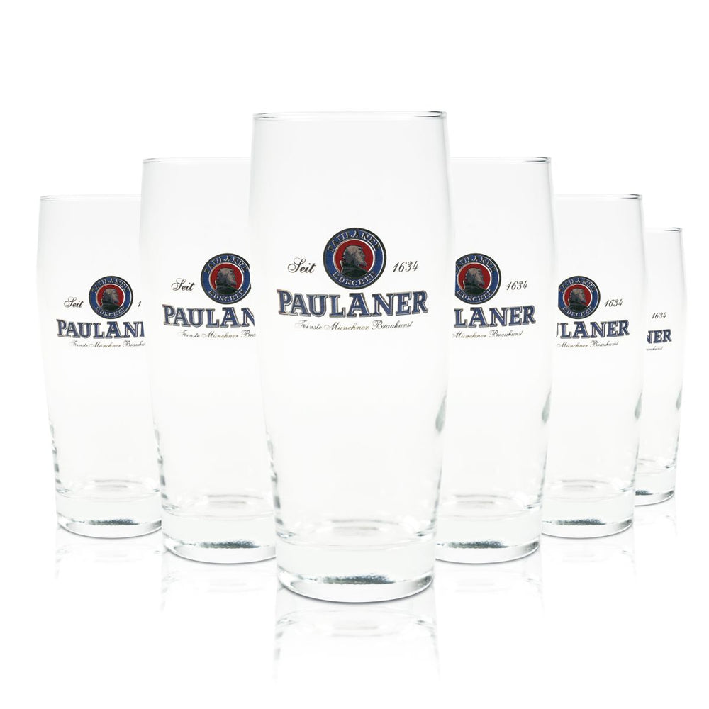 6 bicchieri da birra Paulaner da 0,5 l, bicchieri Willibecher calibrati, birrificio di Monaco, Baviera
