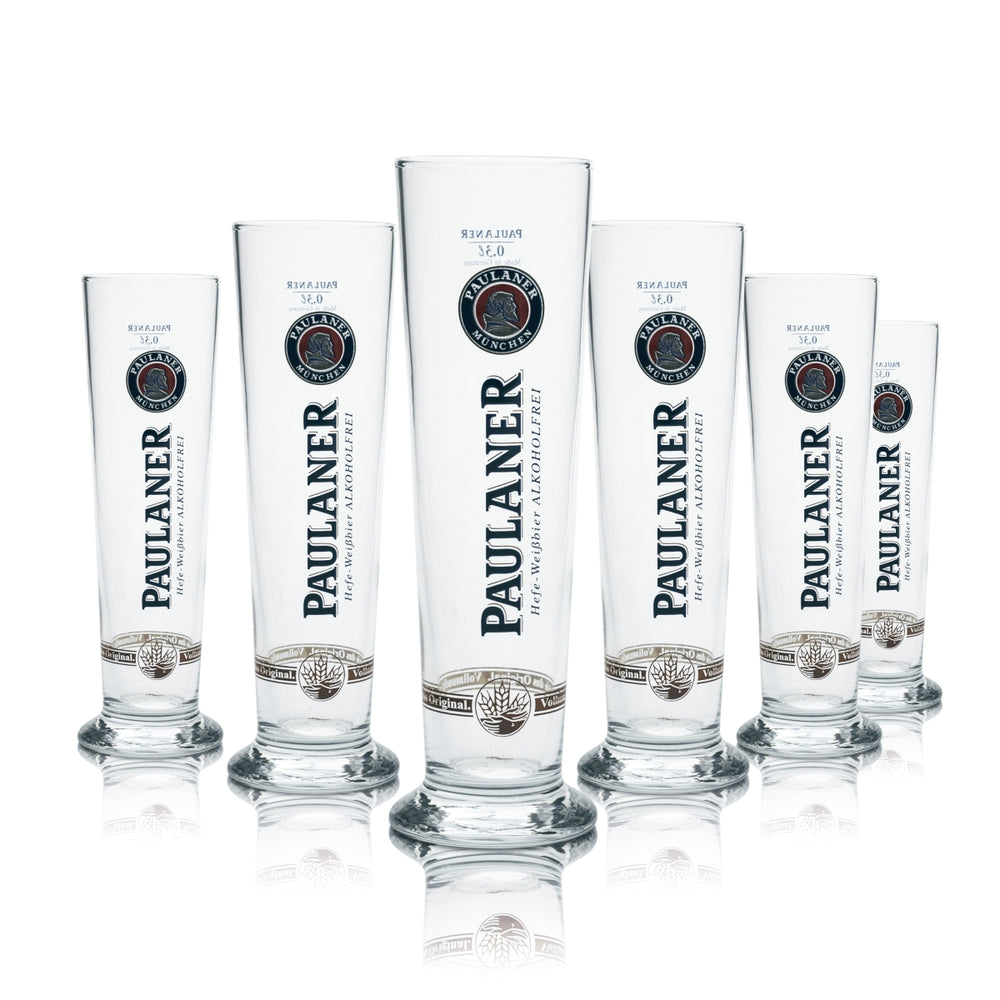 6 bicchieri Paulaner da 0,3 l a forma di coppa, analcolici, birra, birrificio, lievito, frumento