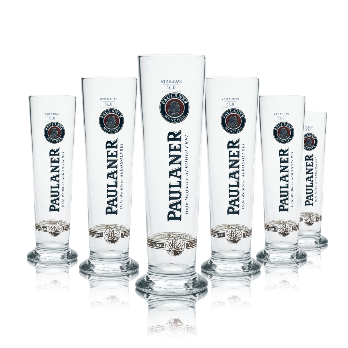 6 bicchieri Paulaner da 0,3 l a forma di coppa, analcolici, birra, birrificio, lievito, frumento