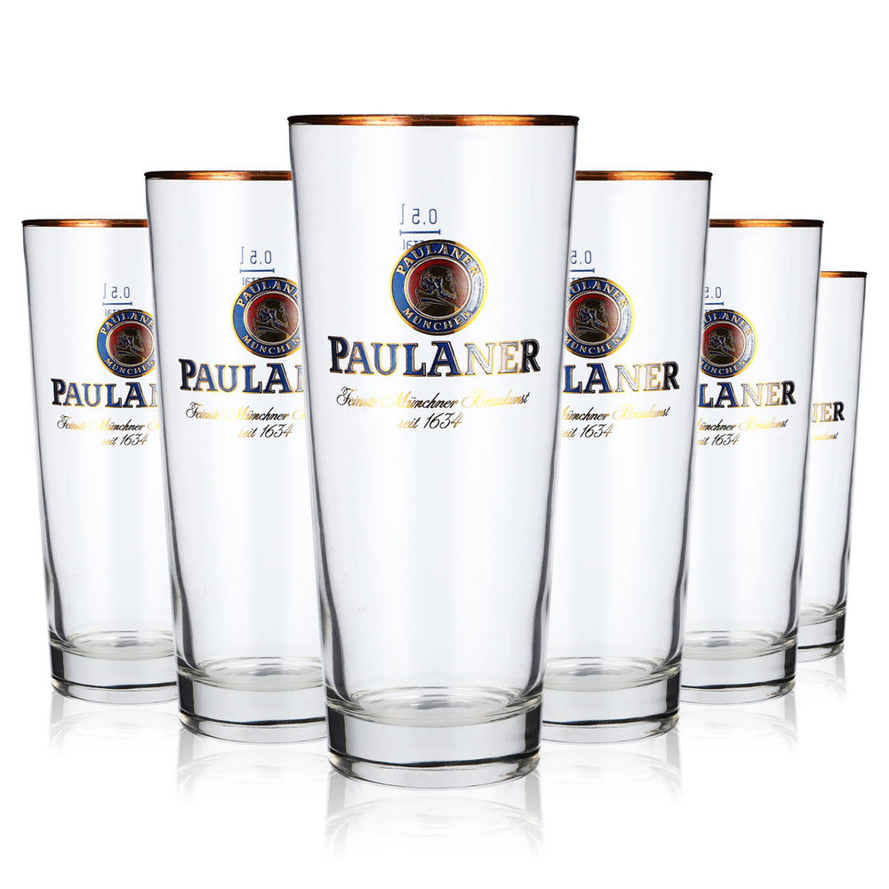6 bicchieri da birra Paulaner Weissbier Frankonia 0,5 l con bordo dorato
