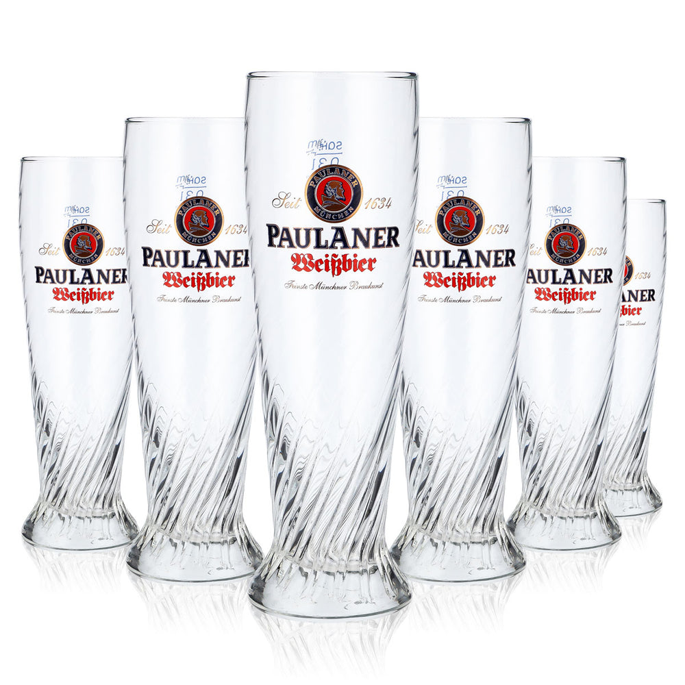 6 bicchieri da birra Paulaner Weissbier Bicchiere da birra Weissbier Glas Relief 0,3 l  oro