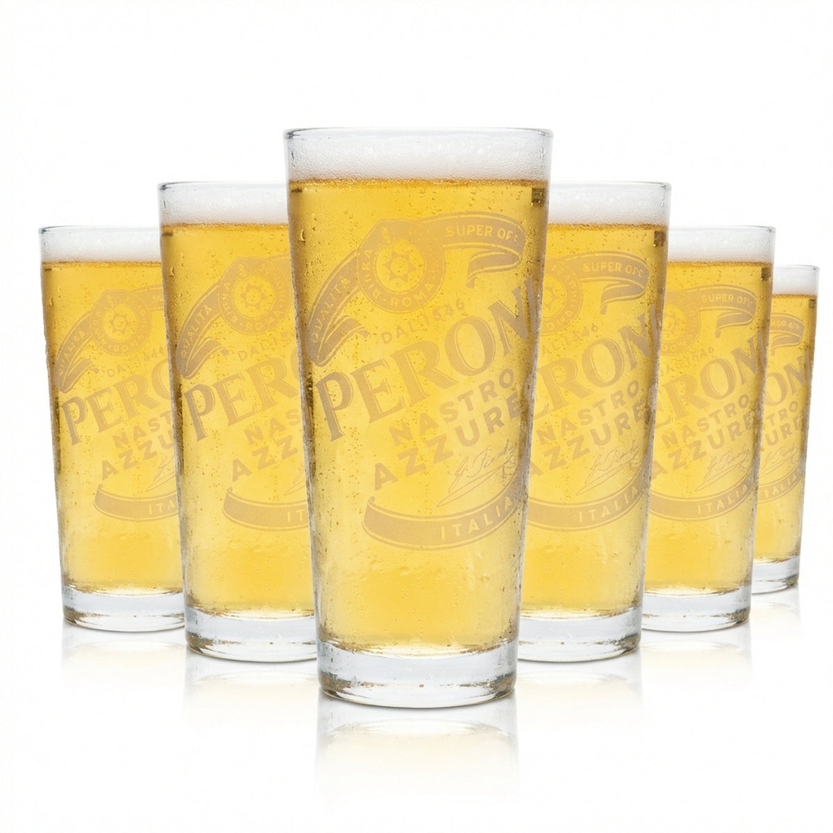 6 bicchieri Peroni 0,25 l birra bicchiere trofeo tumbler bicchieri Italia Nastro Azzurro quercia