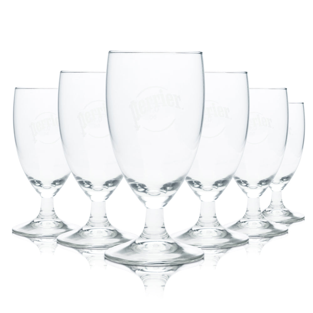 6 bicchieri da acqua Perrier 0,1 l, bicchieri a calice, fonte minerale, bar gastronomico