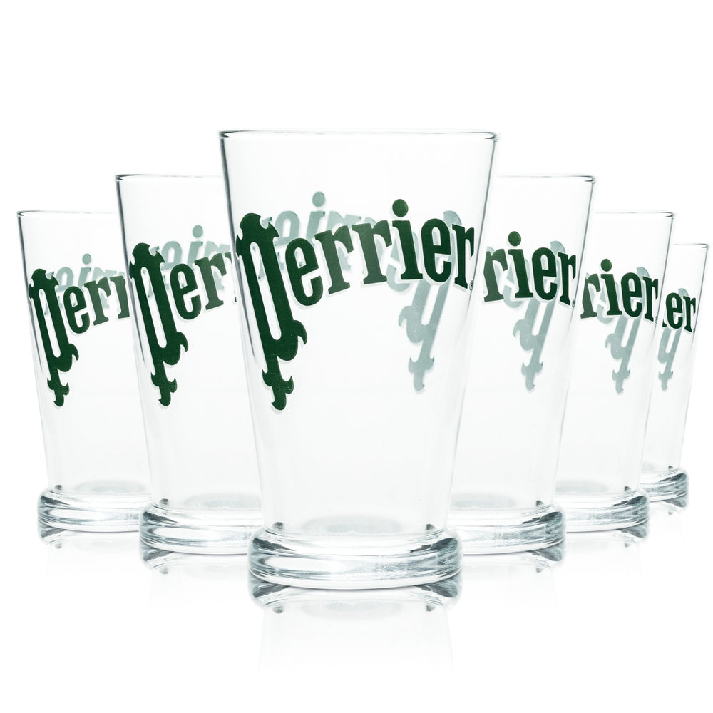 6 bicchieri da long drink Perrier 0,3 l, retrò, da collezione, rari, bicchieri da ristorazione, hotel