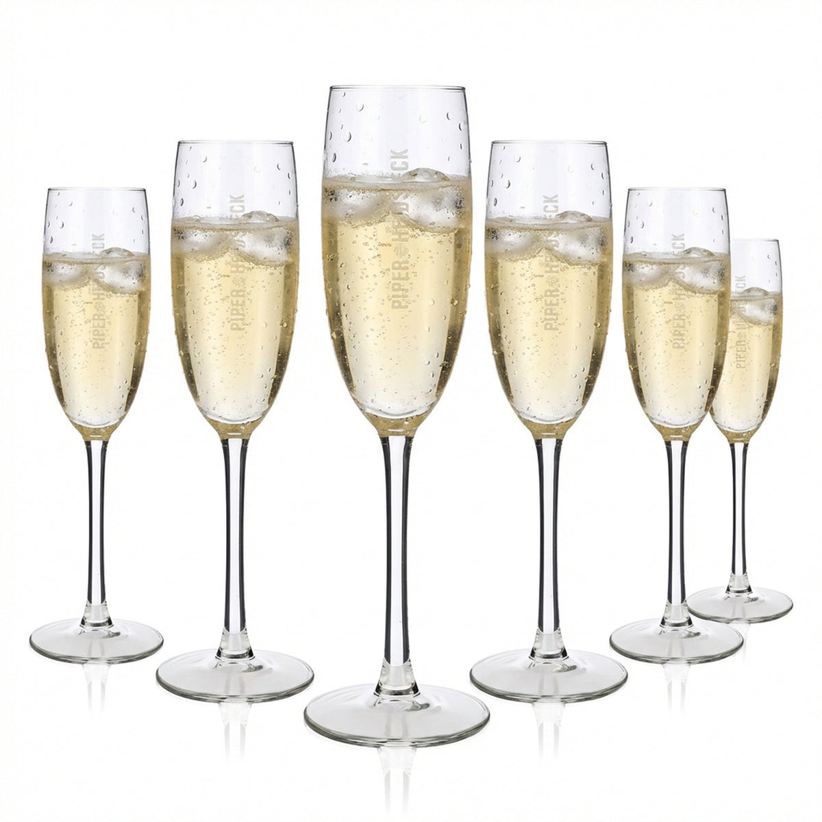 6 bicchieri da champagne Piper-Heidsieck 0,1 l flûte con logo satinato verticale