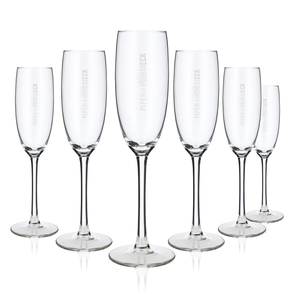 6 bicchieri da champagne Piper-Heidsieck 0,1 l flûte con logo satinato verticale – Vista 5