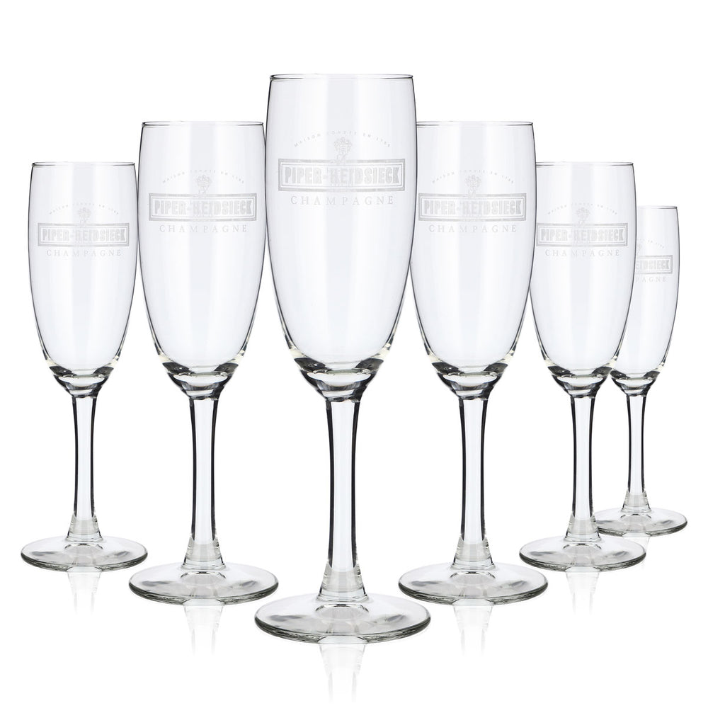 6 bicchieri da champagne Piper-Heidsieck da 0,1 l con logo bianco (set da 6)