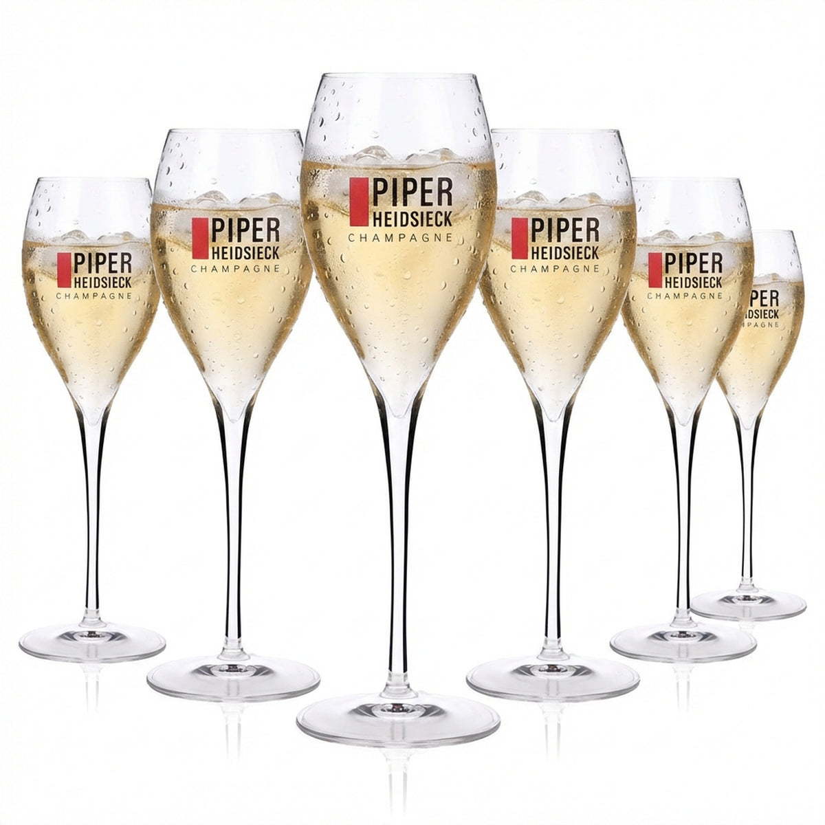 6 bicchieri da champagne Piper-Heidsieck 0,17 l flûte rettangolo rosso Lehmann Opale 17