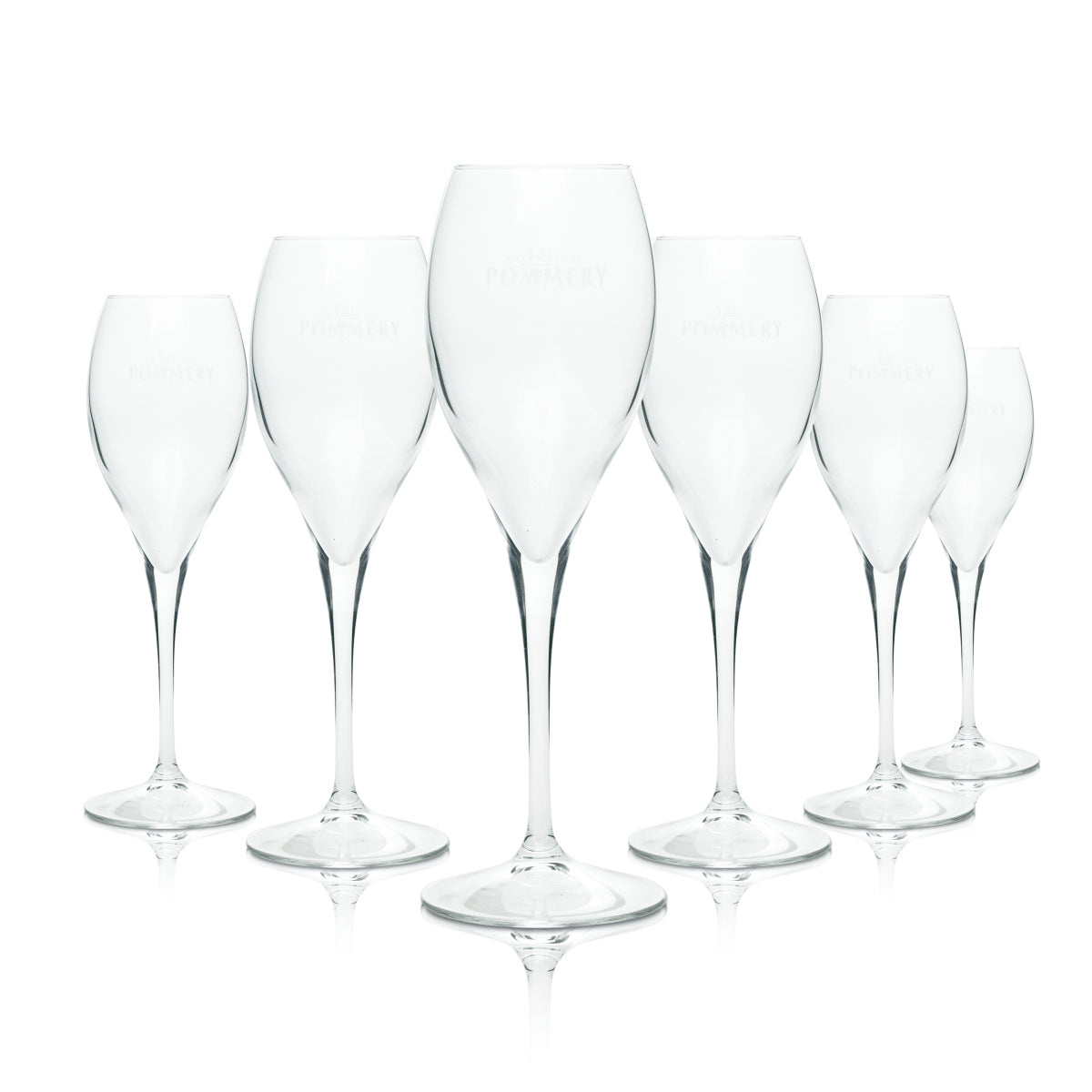 6 bicchieri da champagne Pommery 0,1 l flûte bicchieri da spumante Prosecco flûte bicchieri a stelo da bar