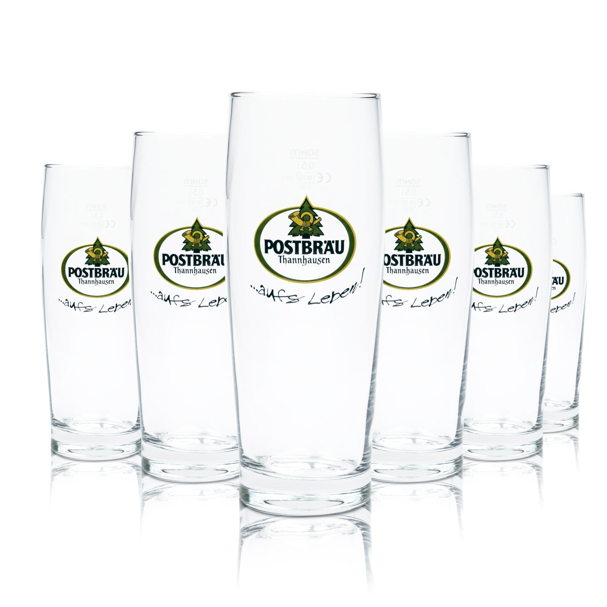 6 bicchieri da birra Postbräu Thannhausen 0,5 l Willi Becher Trumpf Brauerei Beer