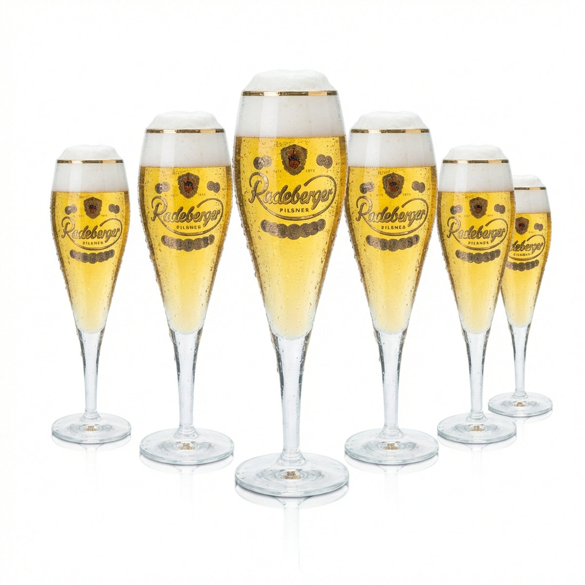 6 bicchieri da birra Radeberger 0,25 l, forma a tulipano con bordo in rame, bicchieri da bar, birra chiara