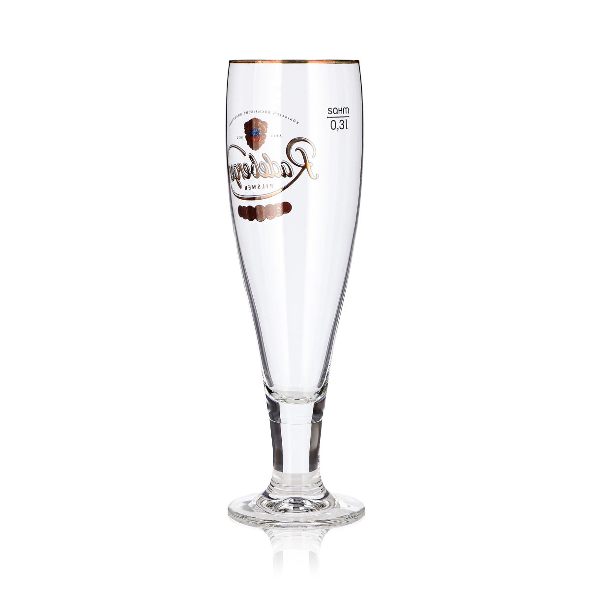 6 bicchieri da birra Radeberger da 0,3 l, modello "Pokal", Pilsner con bordo dorato e Sahm – Vista 5