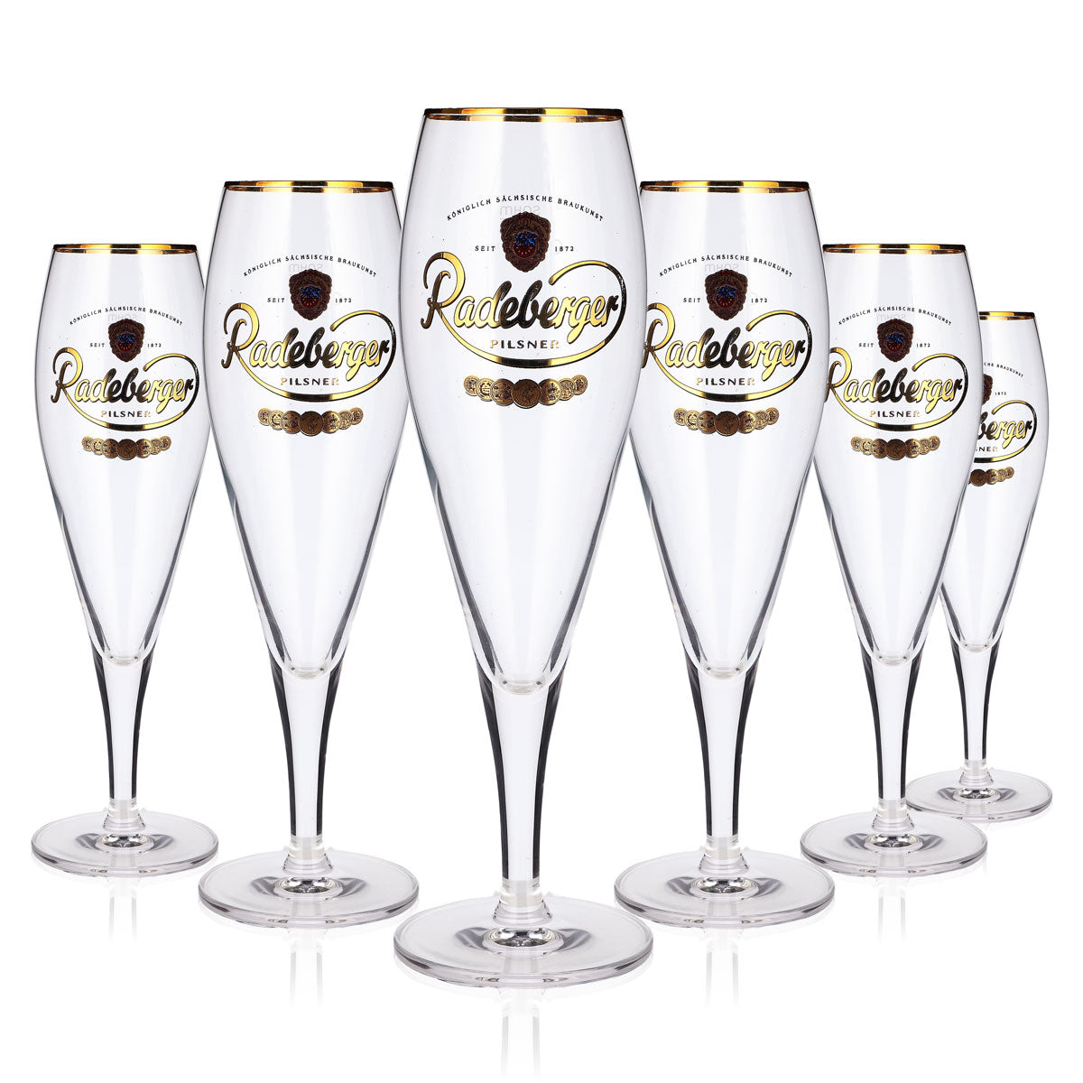6 bicchieri da birra Radeberger da 0,3 l, modello "Pokal", "Pilsner", "Sahm" e "Tulpe"