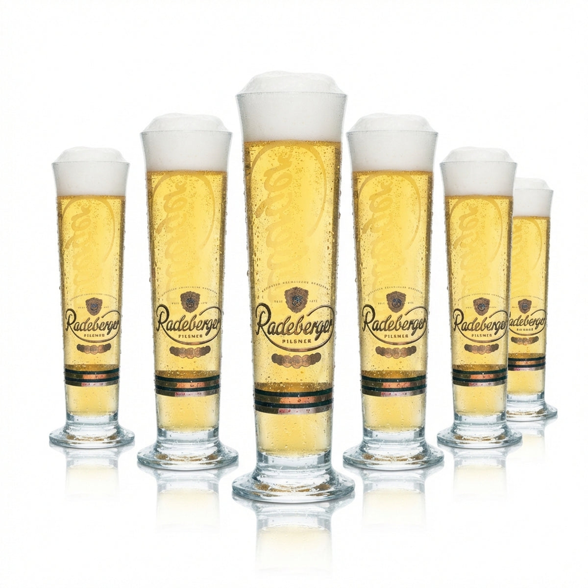 6 bicchieri da birra Radeberger 0,3 l, forma a tulipano, con scena birraria, per birra chiara, per la ristorazione