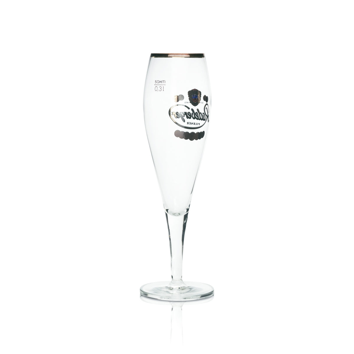 6 bicchieri da birra Radeberger 0,3 l a forma di coppa con bordo dorato, calibrati per uso gastronomico, per birra Pils – Vista 3