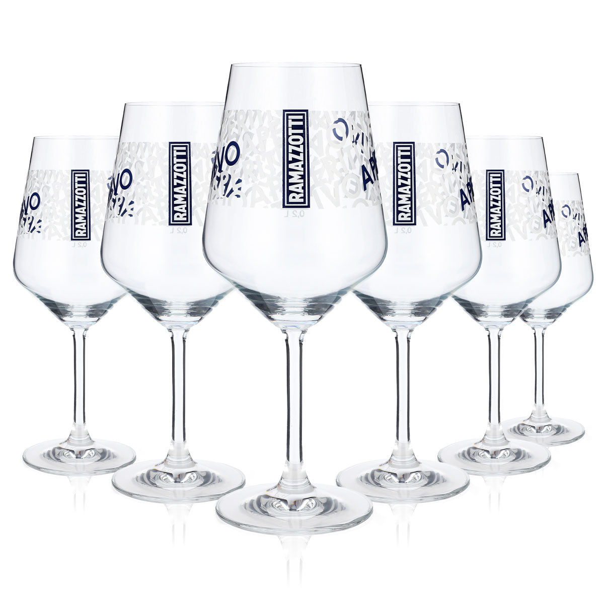 6 bicchieri da aperitivo Ramazzotti da 0,5 l calibrati con stelo e stampa Cocktail Spritz – Vista 2