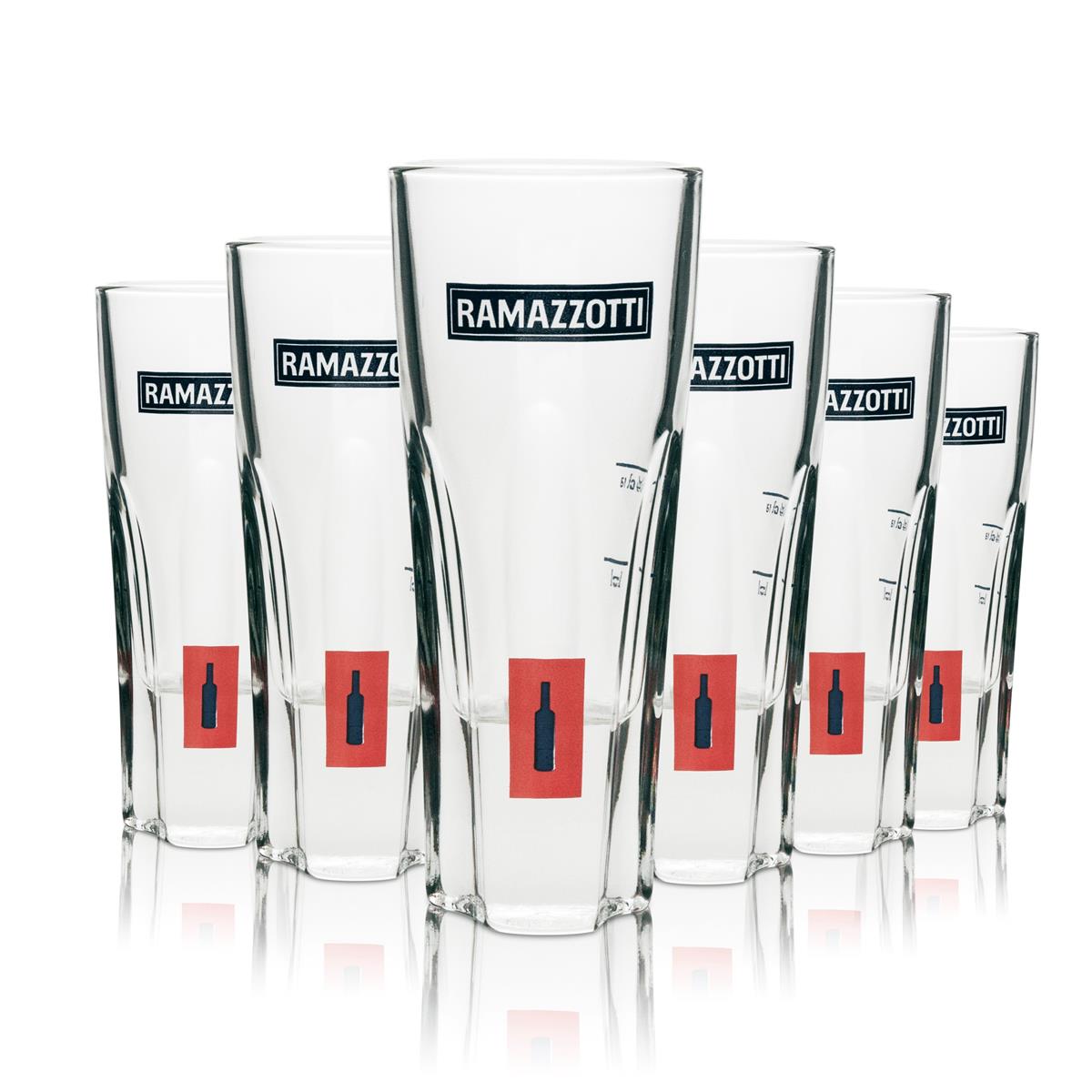6 bicchieri Ramazzotti 0,15 l con design in rilievo, tumbler per long drink Amaro Ice