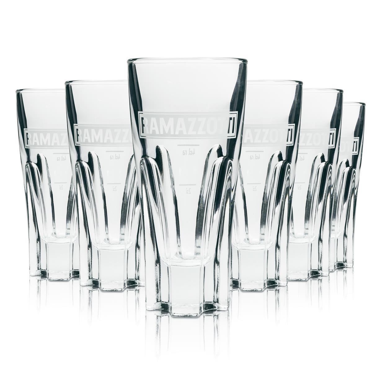 6 bicchieri da liquore Ramazzotti versione piccola con scritta bianca