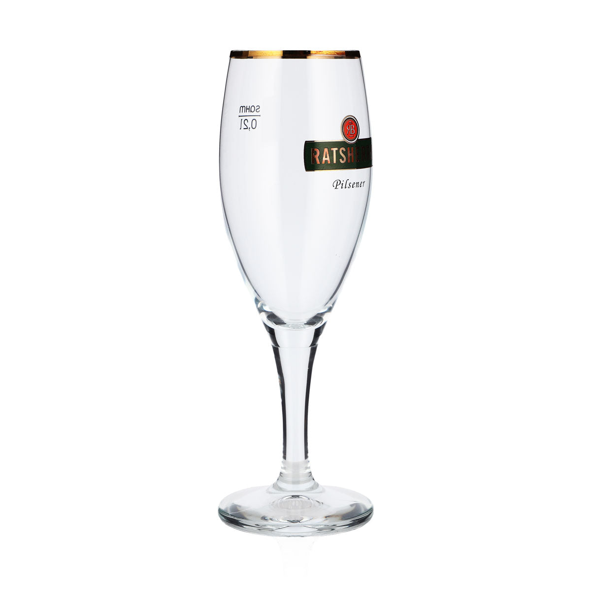 6 bicchieri da birra "Ratsherrn" da 0,2 l, a calice, per Pilsener, con logo verde e bordo dorato (set da 6) – Vista 3