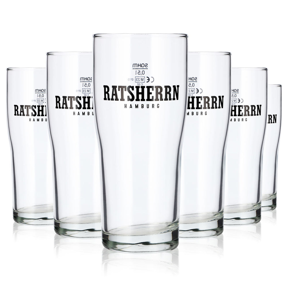 6 bicchieri da birra "Ratsherrn" da 0,5 l, Hamburg Brewhouse, bicchieri da birra Sahm (set da 6)