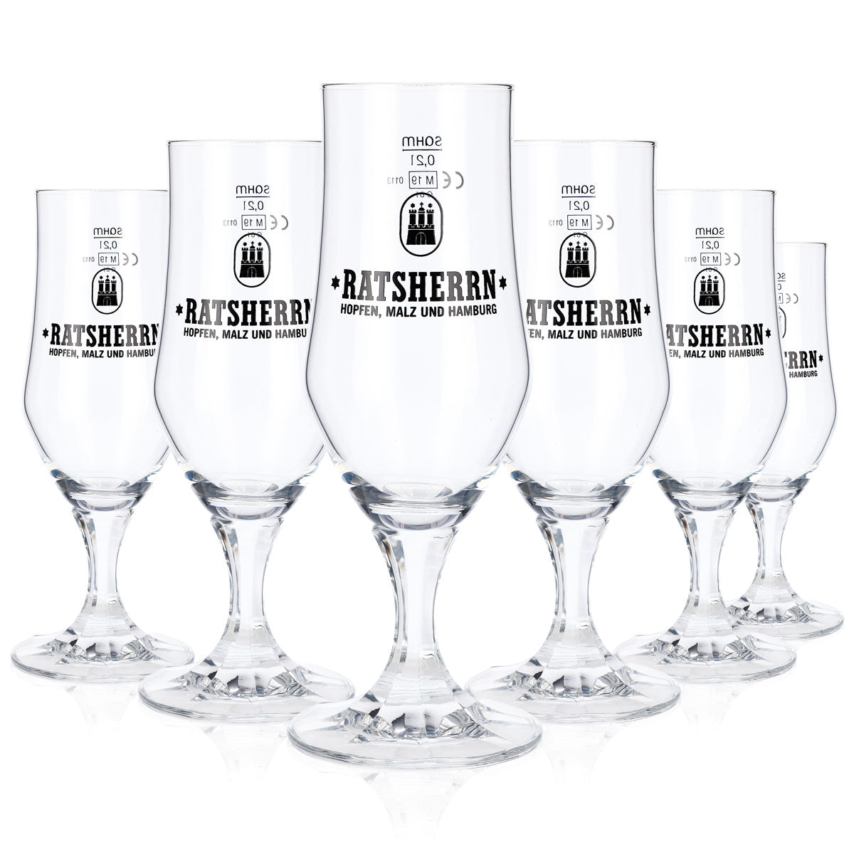 6 bicchieri da birra Ratsherrn da 0,2 l Hammerburg Birra Tulipano Coppa Set Birrificio Amburgo – Vista 5