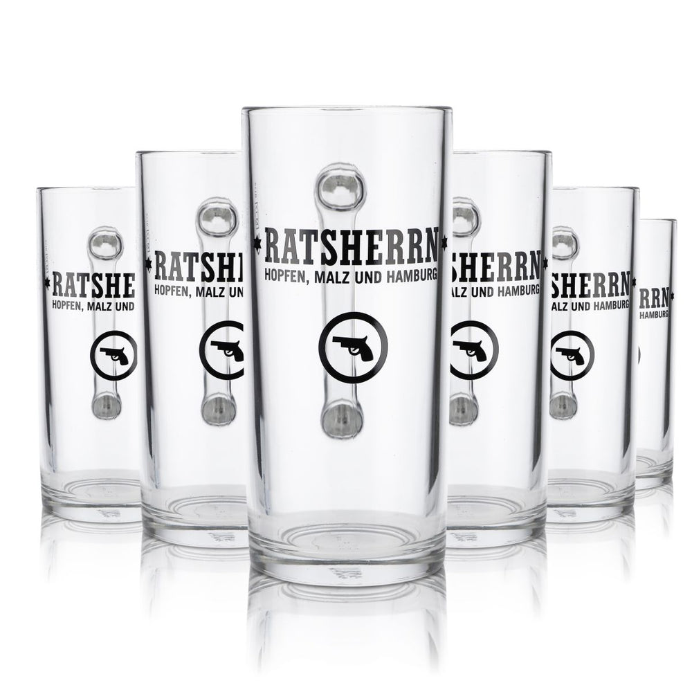 6 bicchieri Ratsherrn da 0,3 l Set di boccali da birra Humpen Seidel Amburgo Revolver