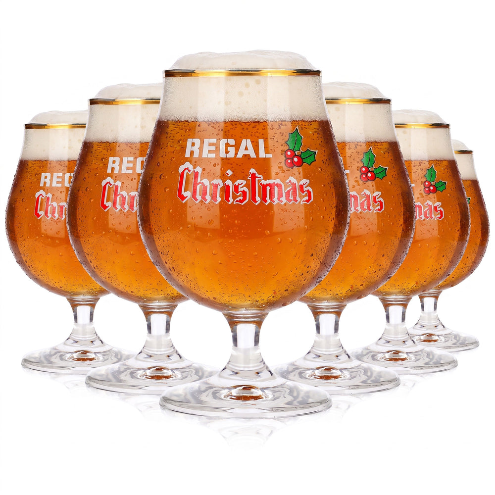 Set da 6 bicchieri da birra da 0,5 l "Christmas Pokal" con bordo dorato Durobor (set da 6)